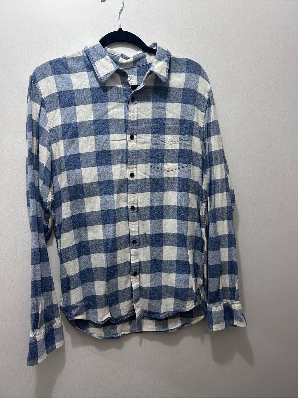 Lucky Brand Blue and White Buffalo Check Button-Down Shirt